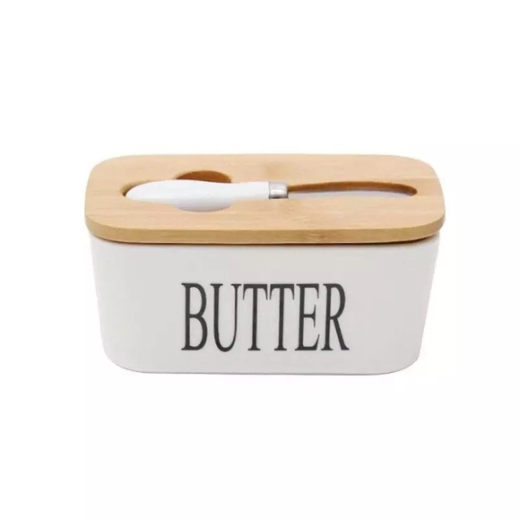 Butter tray Nordic ceramic wood knife set kitchen - Picture 1 of 5